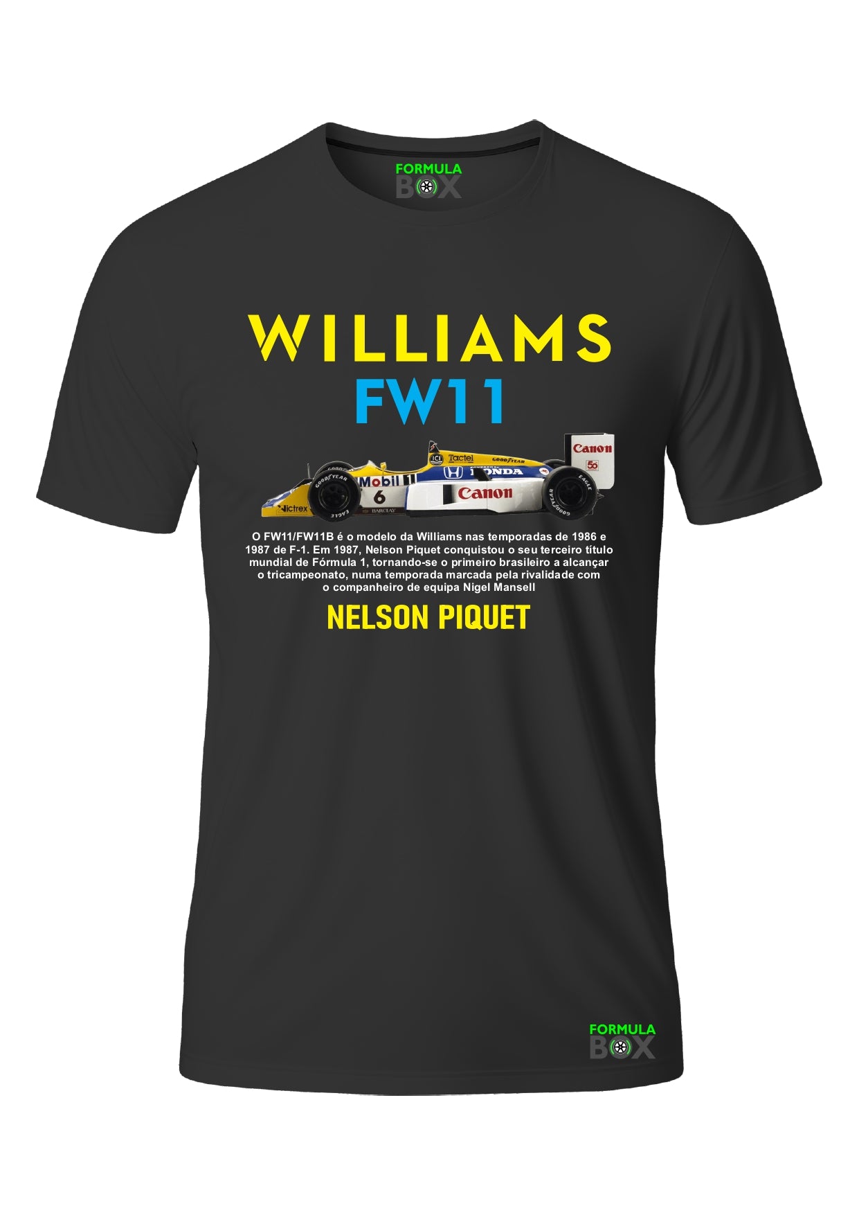 Camiseta Williams FW11 Nelson Piquet Algodão