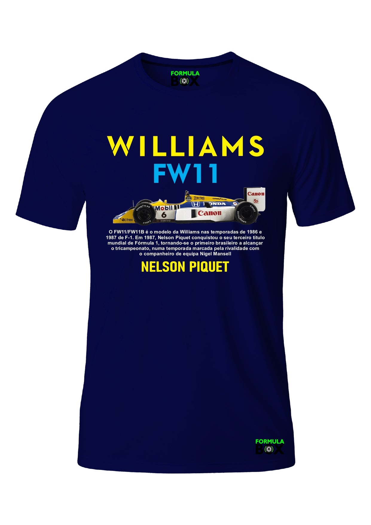 Camiseta Williams FW11 Nelson Piquet Algodão