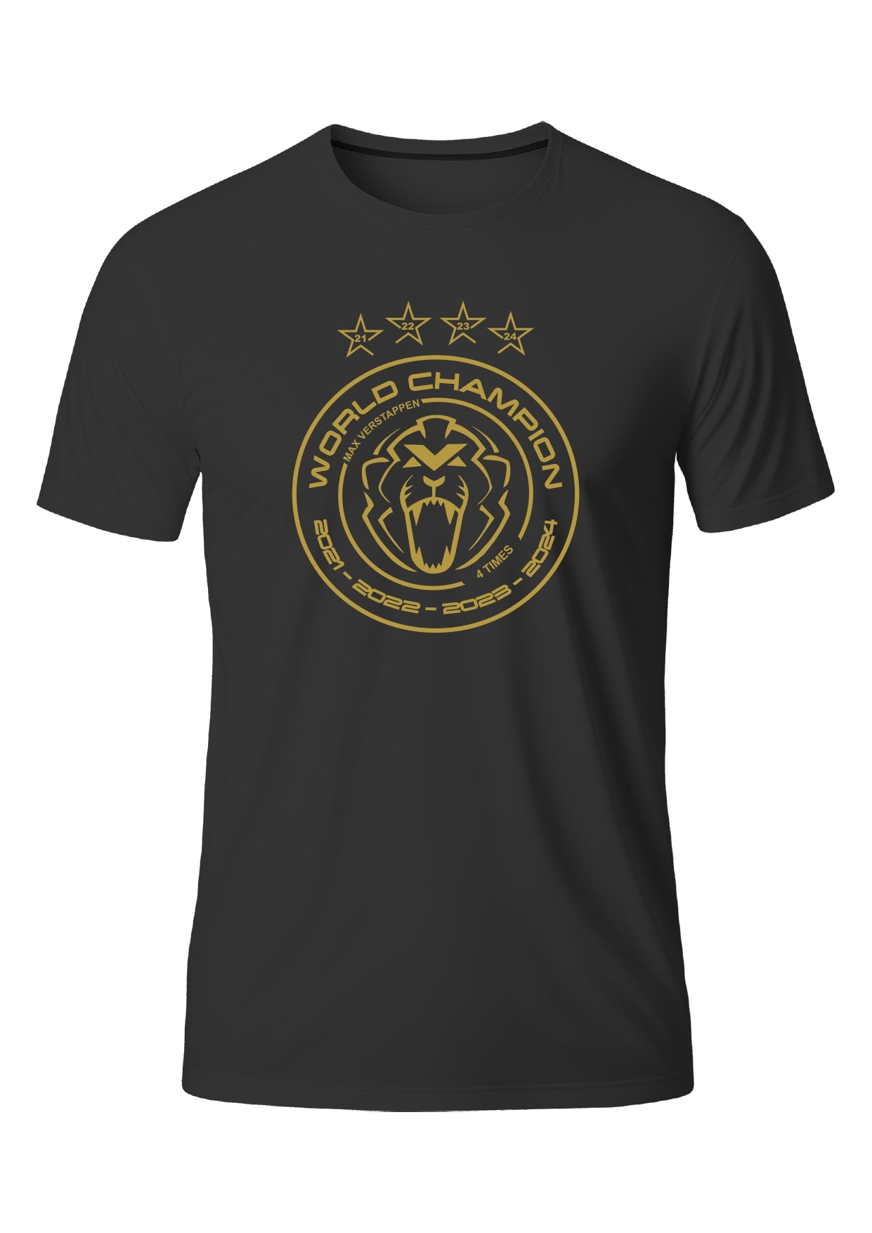 Camiseta Max Verstappen Preto com Dourado Algodão