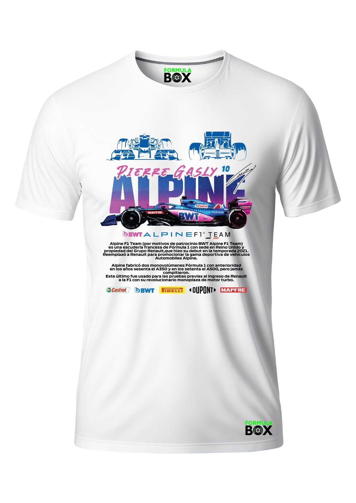 Camiseta Alpine Pierre Gasly Algodão