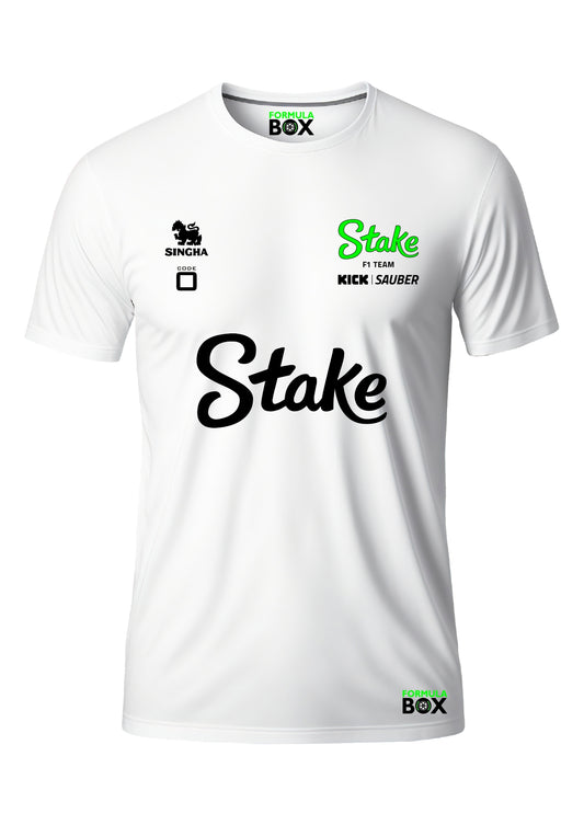 Camiseta Sauber Stake 2025 Dry Fit Branco com Verde